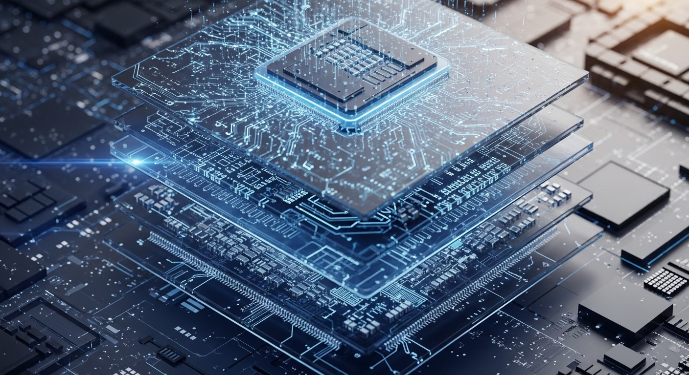 정교하게 설계되는 맞춤형 AI 반도체(ASIC) 칩의 내부 구조와 디자인 과정.